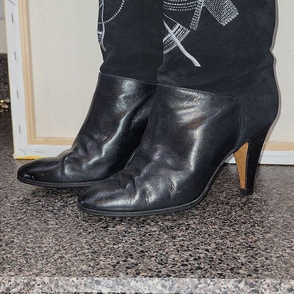 Rare Vintage Balizza Italy Pollini Leather High Heel Round Toe Boots Size 37 - Picture 5 of 13